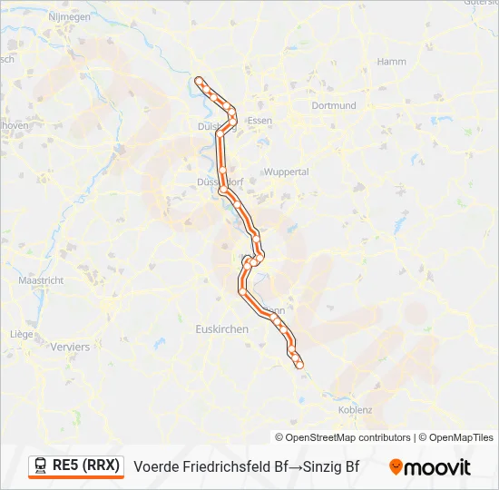RE5 (RRX) Train Line Map