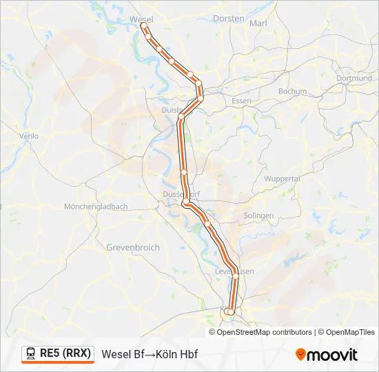RE5 (RRX) Train Line Map