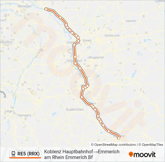 RE5 (RRX) Train Line Map