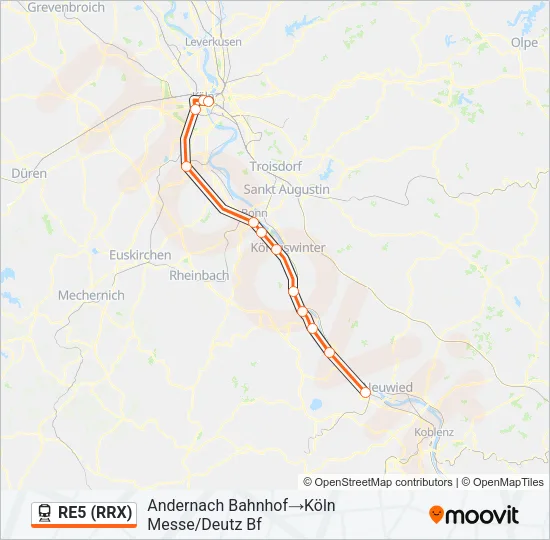 RE5 (RRX) Train Line Map