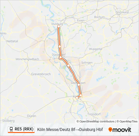 RE5 (RRX) Train Line Map