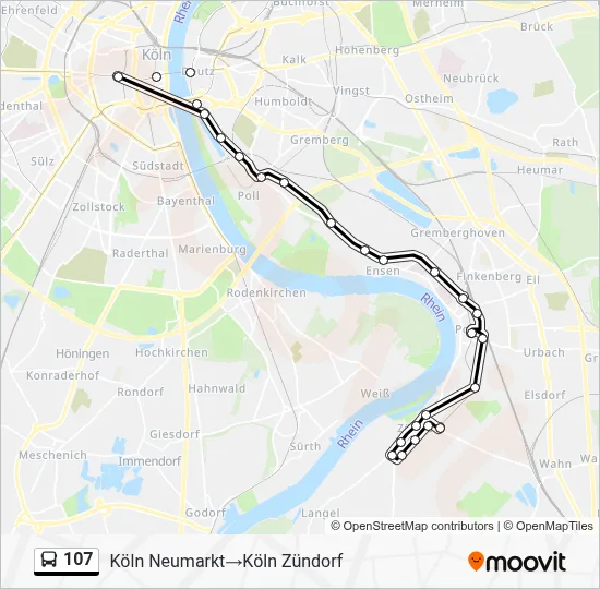 107 Bus Line Map