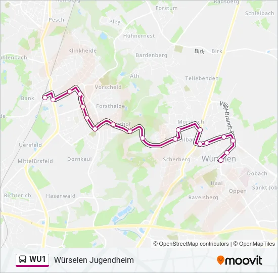 WU1 Bus Line Map