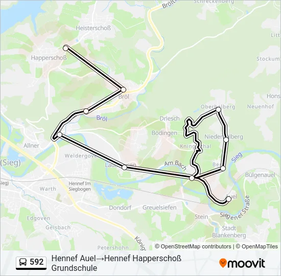 592 Bus Line Map