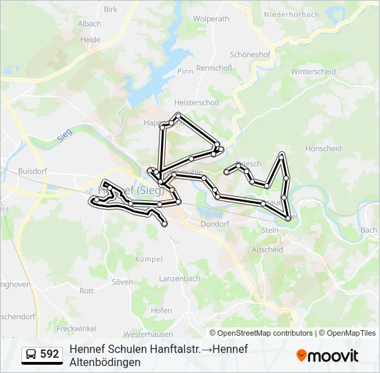 592 Bus Line Map