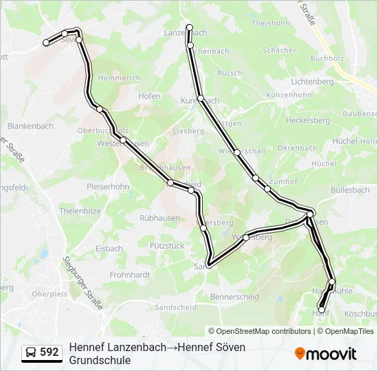 592 Bus Line Map