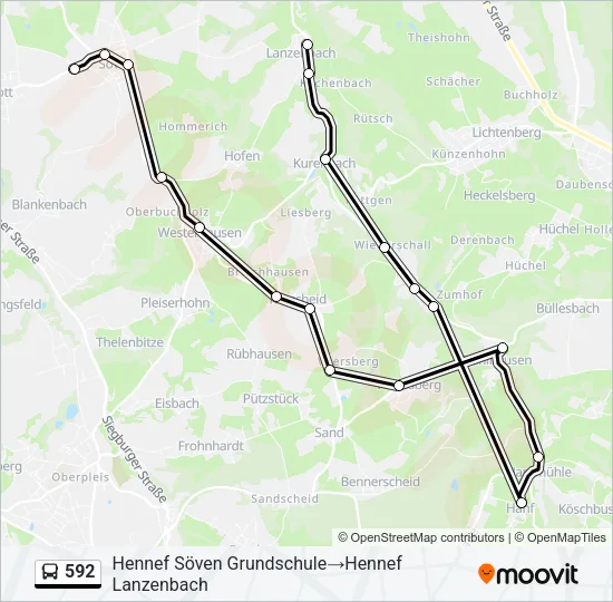 592 Bus Line Map