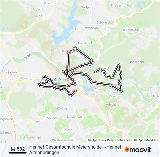 592 Bus Line Map