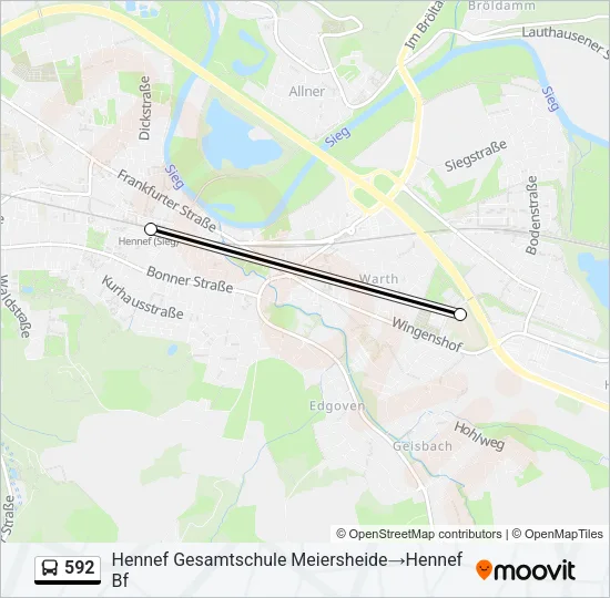 592 Bus Line Map