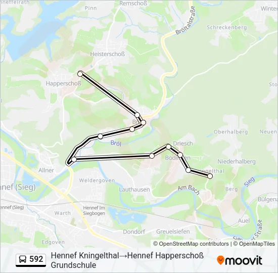592 Bus Line Map