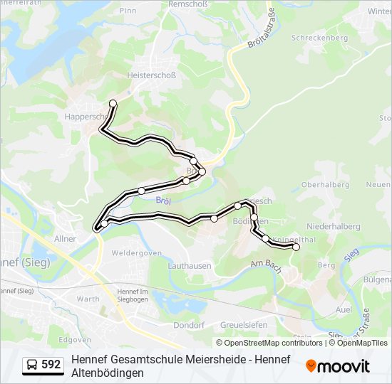 592 bus Line Map