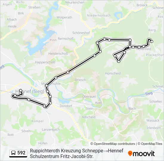 592 Bus Line Map