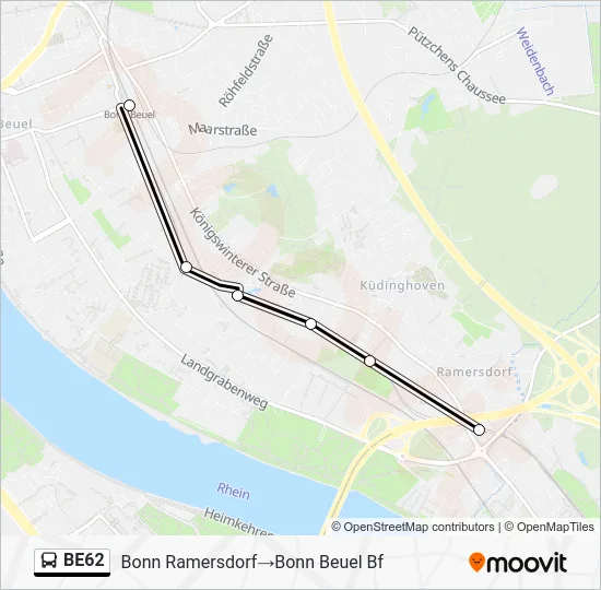 Автобус BE62: карта маршрута