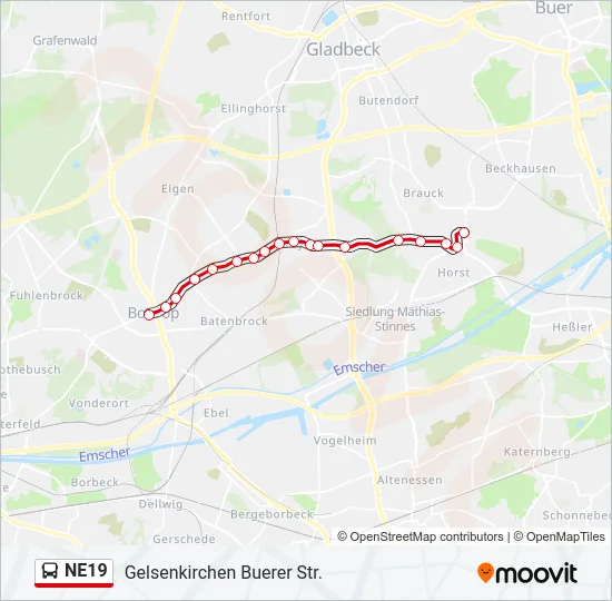NE19 Bus Line Map