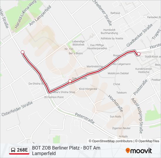 268E Bus Line Map