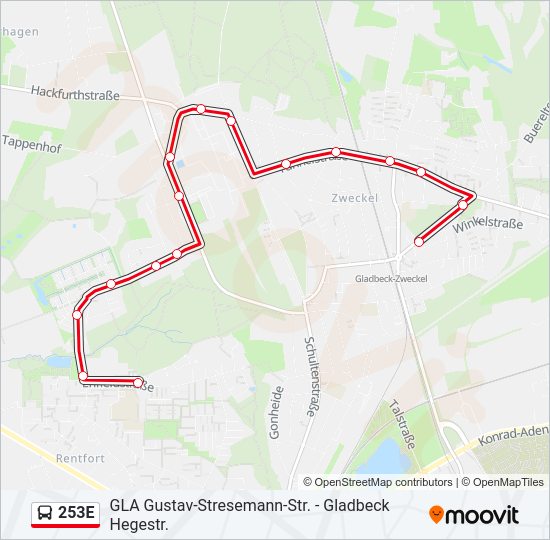 253E Bus Line Map