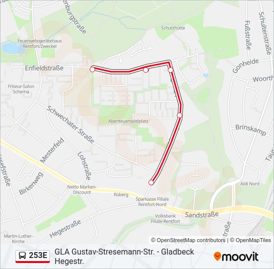 253E Bus Line Map