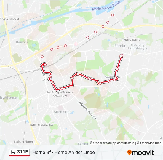 311E Bus Line Map