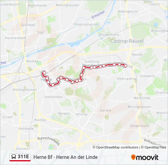 311E Bus Line Map