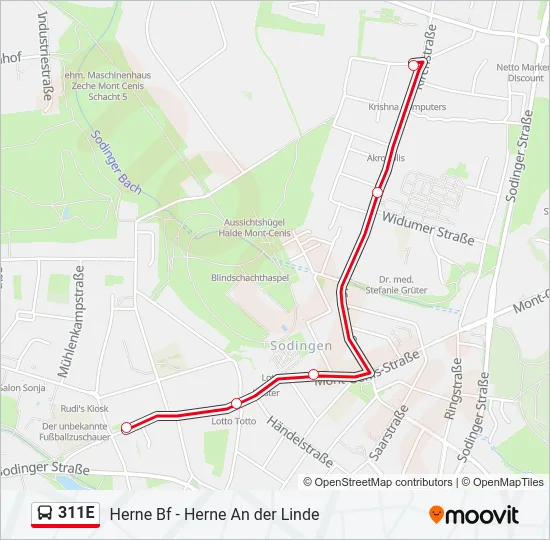 311E Bus Line Map