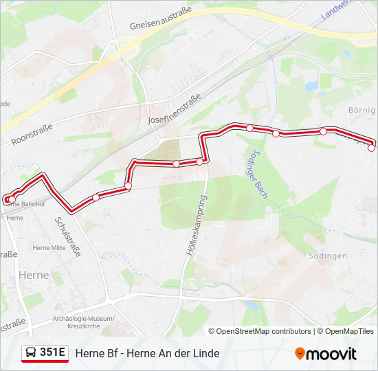 351E Bus Line Map