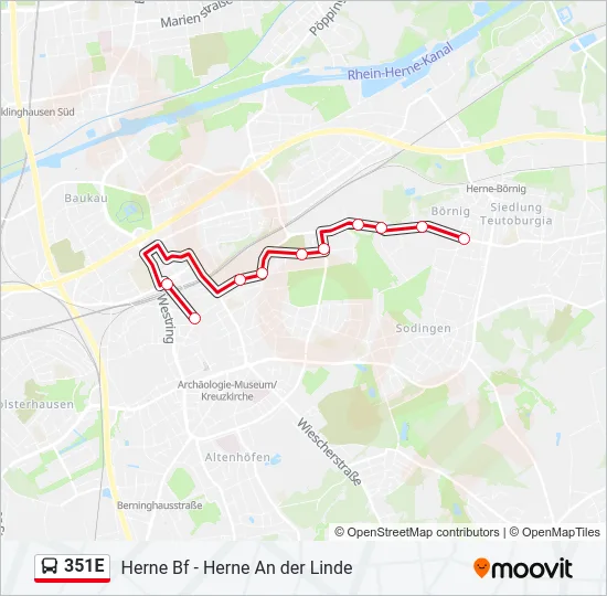 351E Bus Line Map