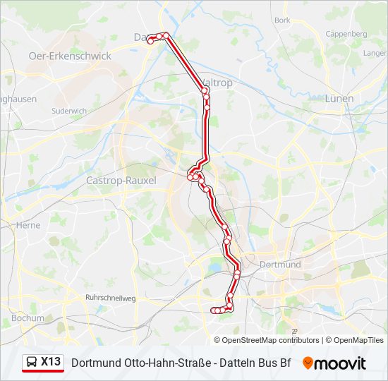 X13 bus Line Map