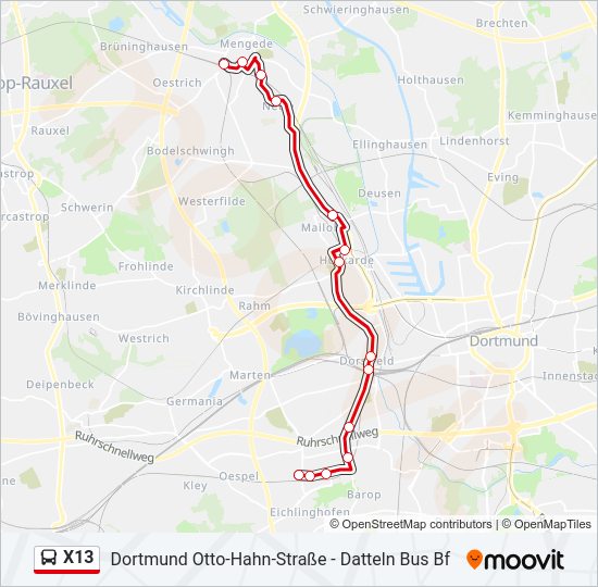 X13 Bus Line Map