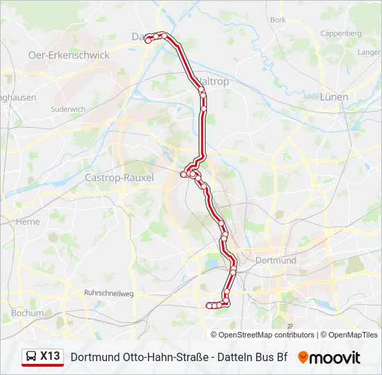 X13 Bus Line Map