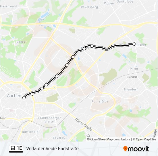 1E Bus Line Map