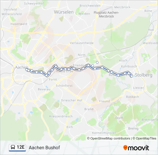 12E Bus Line Map