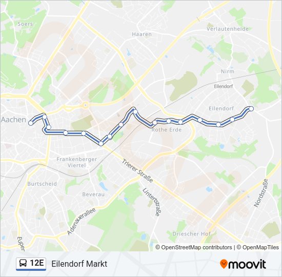 12E Bus Line Map