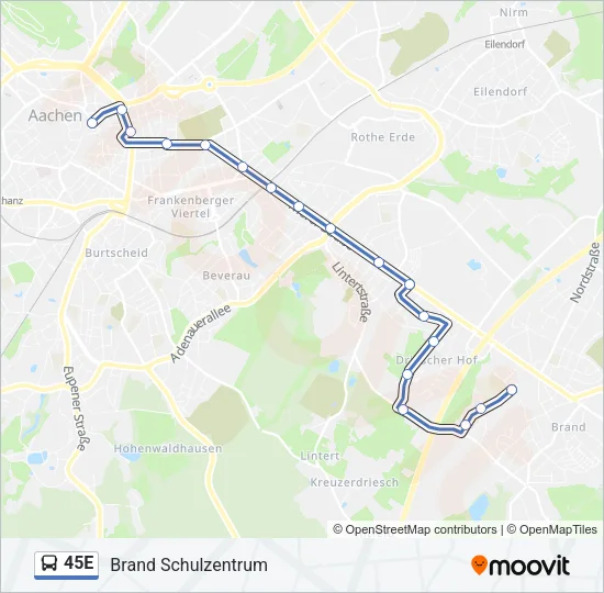 45E Bus Line Map