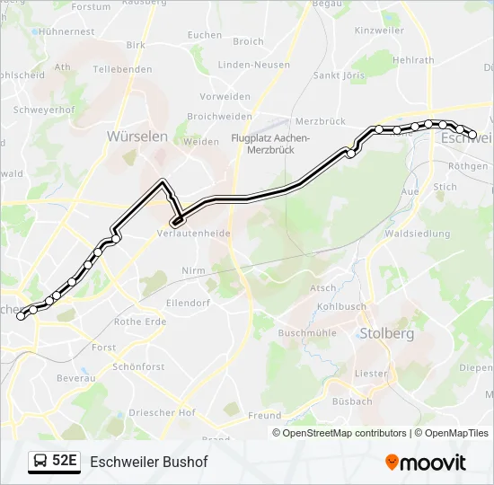 52E Bus Line Map