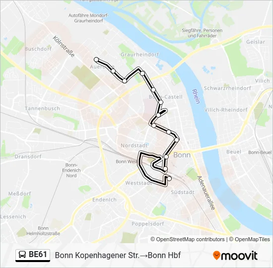 Автобус BE61: карта маршрута