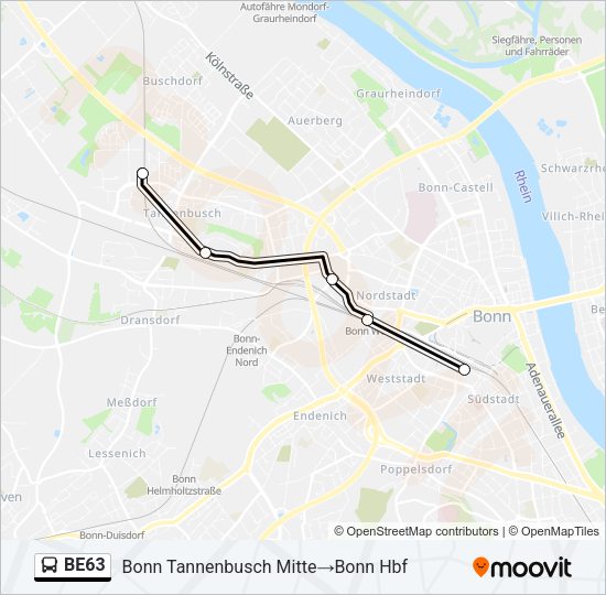 Автобус BE63: карта маршрута