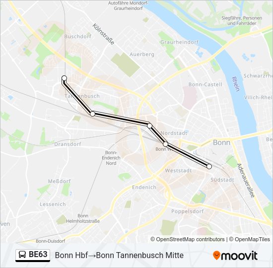 Автобус BE63: карта маршрута