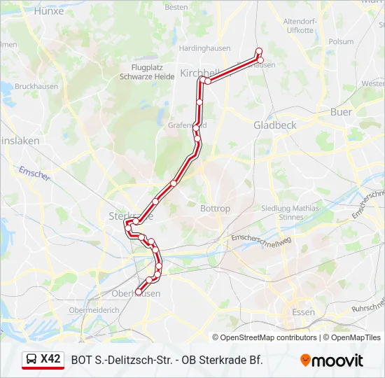 X42 Bus Line Map