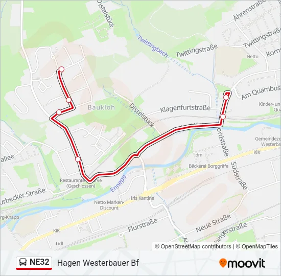 NE32 Bus Line Map
