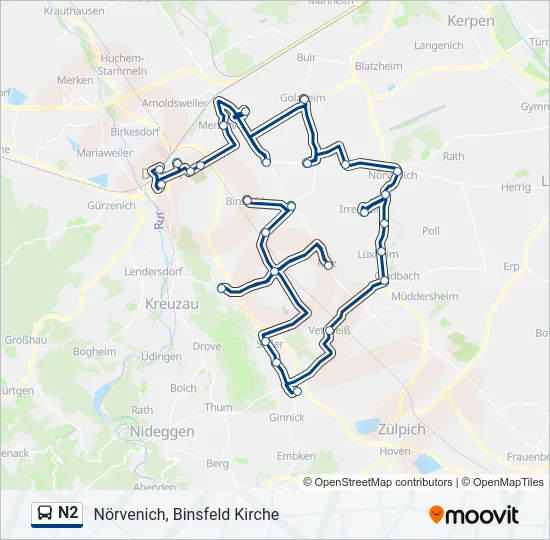 N2 Bus Line Map