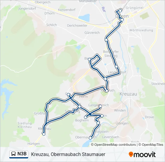 N3B Bus Line Map
