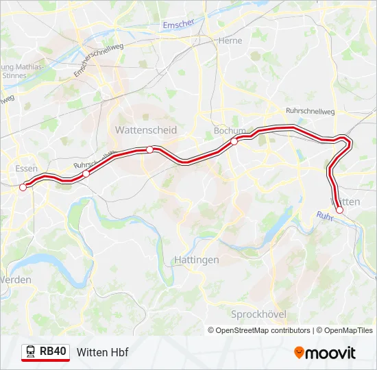 Bahnlinie RB40 Karte