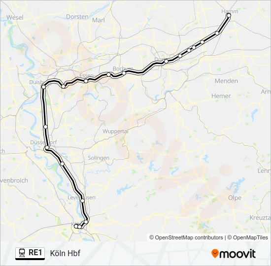 RE1 Train Line Map