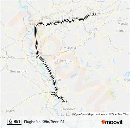 RE1 Train Line Map