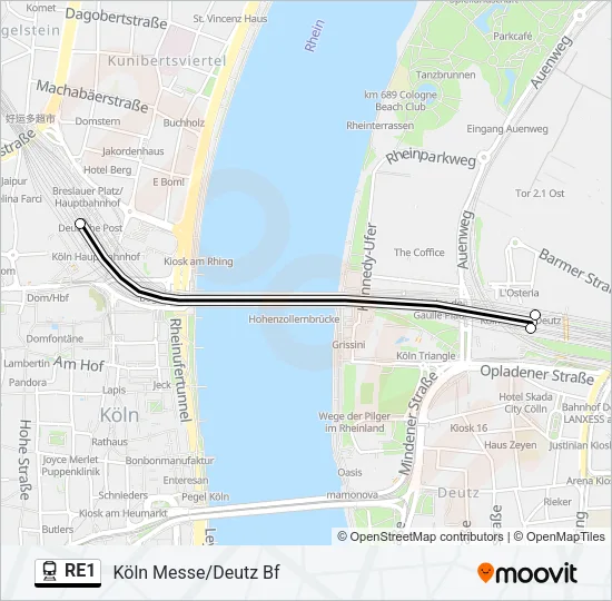 RE1 Train Line Map