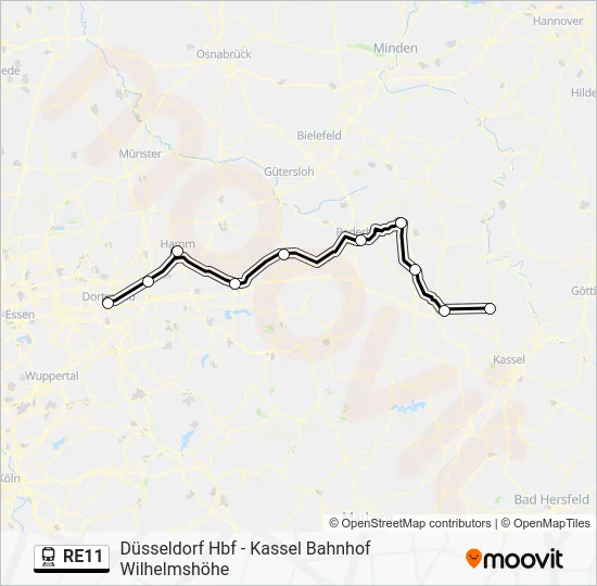 Поезд RE11: карта маршрута