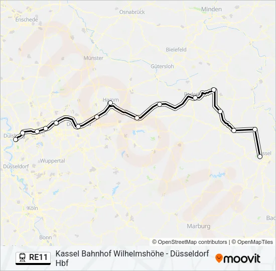 Поезд RE11: карта маршрута