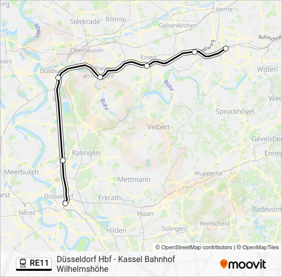 Поезд RE11: карта маршрута