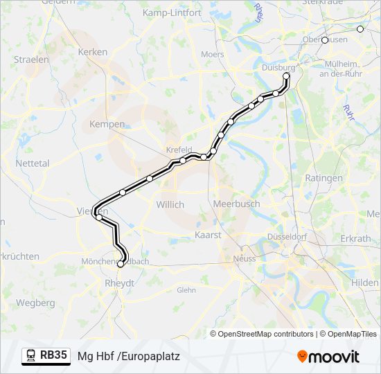 Поезд RB35: карта маршрута