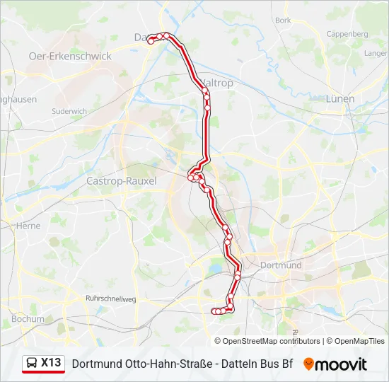 X13 Bus Line Map
